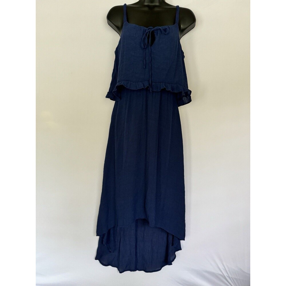 Luxology Women’s Midi High Low Dress Navy Size S Ruffles